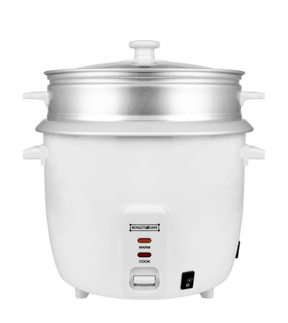 ROYALTY LINE, Cuiseur à Riz 2,2L RLRC2210D avec Panier Vapeur, Couvercle en Verre de Sécurité, Mode de Conservation de Chaleur, Bol Amovible, 15 Tasses, 900W, Facile à Nettoyer